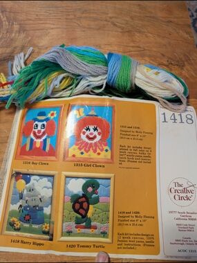 Multicolor Needlepoint Harry Hippo (Green/Blue/White) Kit